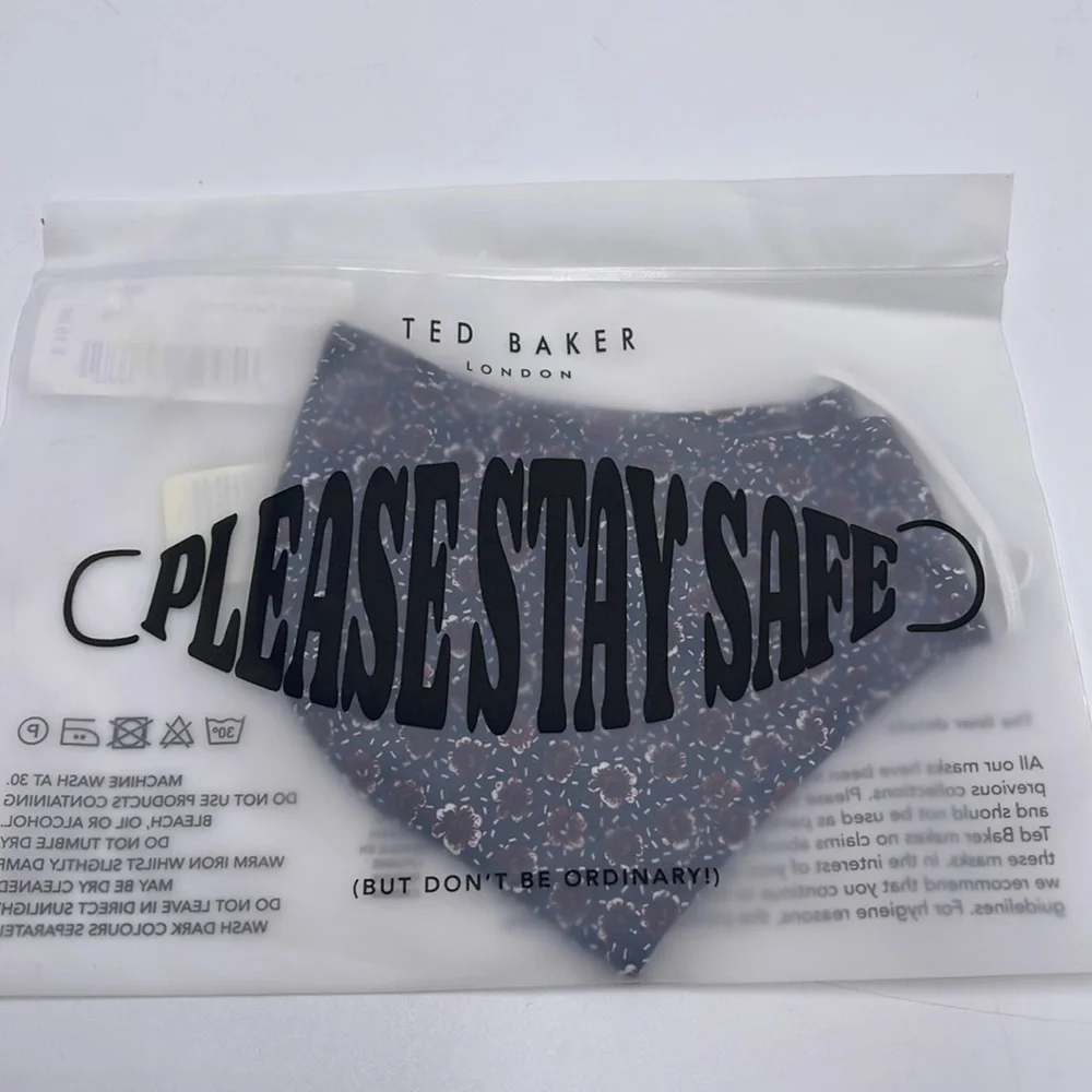 TED BAKER LONDON Reversible Reusable FACE MASK NWT OS